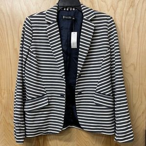 7th Avenue New York & Company BNWT Striped Blue & Cream Blazer Jacket Size 8